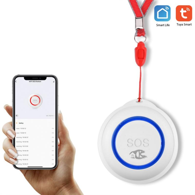 Tuya Wifi Sos Knop Smart Draadloze Sensor Alarm Ouderen Waterdichte Noodhulp Schakelaar Met Tuya Smart Leven App Home Veiligheid