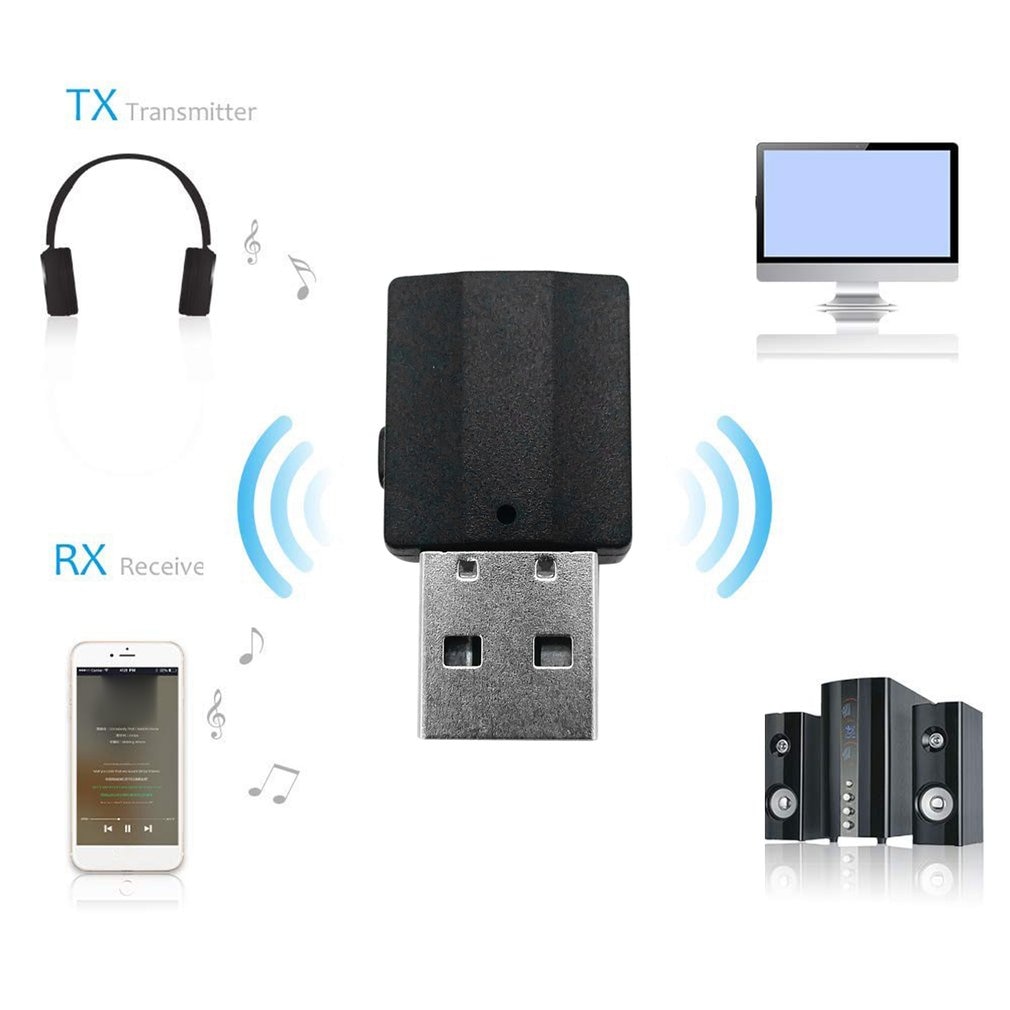 2 In1 Bluetooth 5.0 Audio Receiver Transmitter Wireless Adapter Mini 3.5mm AUX Stereo Bluetooth Transmitter for TV PC Car Double