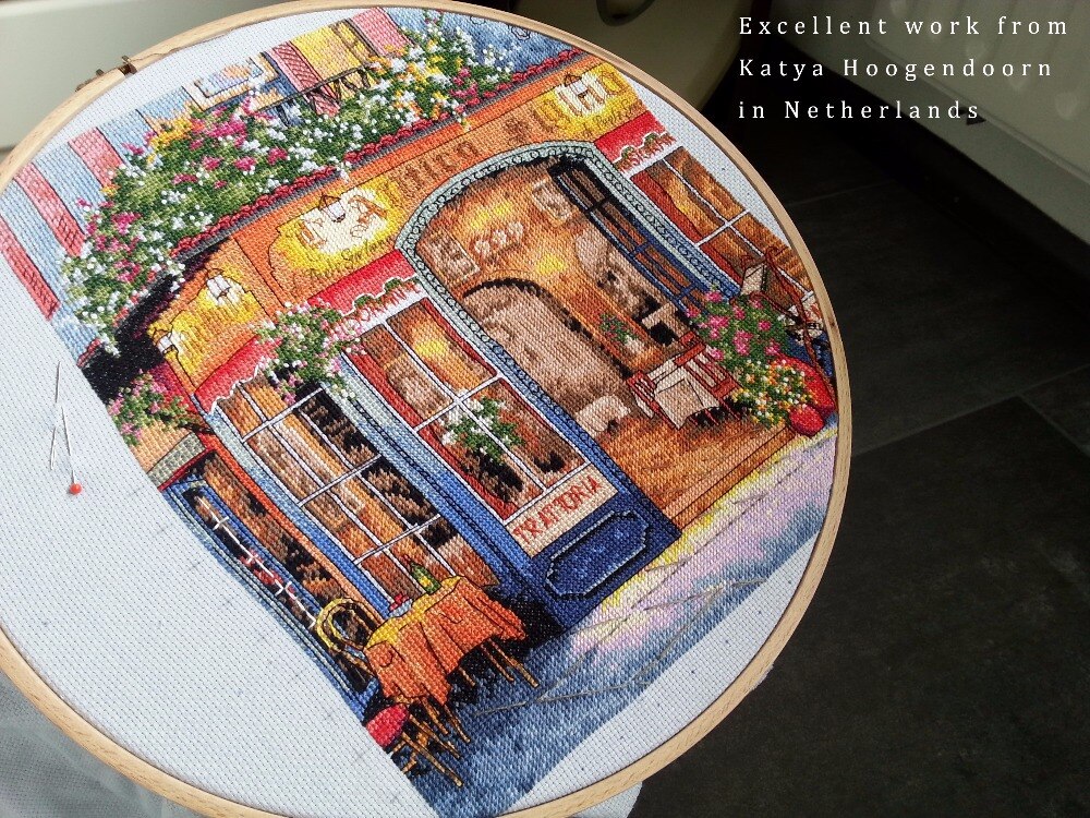 Lovely Counted Cross Stitch Kit European Bistro Bar Saloon Street Shop 35224