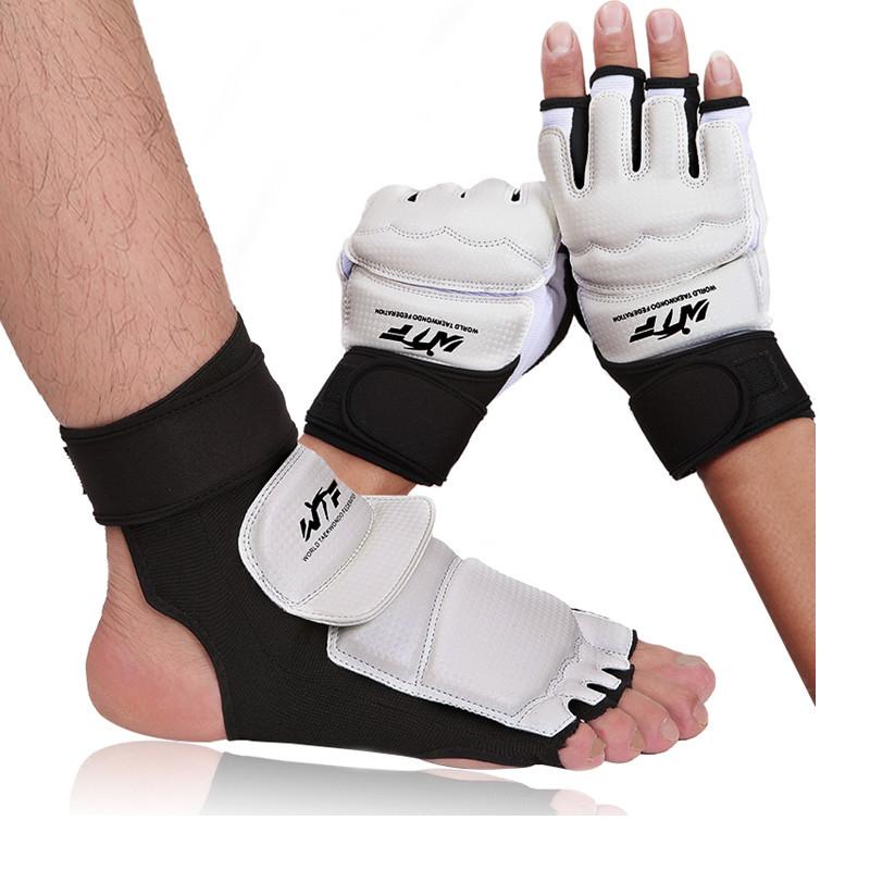 Xs-xxl koko pro taekwondo käsineet sparraus käsi jalkasuojat nyrkkeilyhanskat karate taekwondo vaatteet henkselit suojat