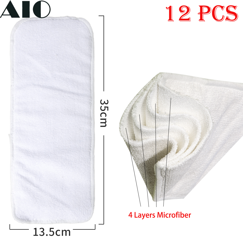 AIO Baby Nappies Microfiber Liner Fast Dry Absorbent Multilevel Cloth Diaper Inserts Washable Thick Nappy Reusable 4/10/12 pcs