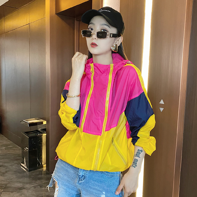 Women Hooded Outerwear Casual Loose Long Sleeve Zipper Jacket Summer Korean Style Streetwear Coat: M / Pink