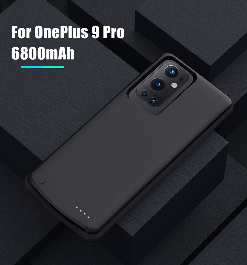 Battery Charger Cases For OnePlus 9 9 Pro Power Bank Case 6800mAh External Charging Battery Case For Oneplus 9R Powerbank Cover: 9 Pro Black