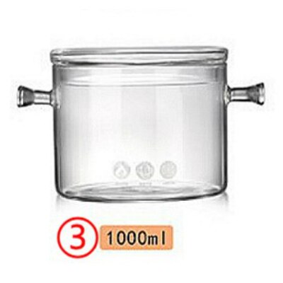 Glass Cooker kitchen 1000ML 1350ML 1500ML Silicon open flame straight pot electric ceramic stove heating glass pot with lid: with two ears 1000ml