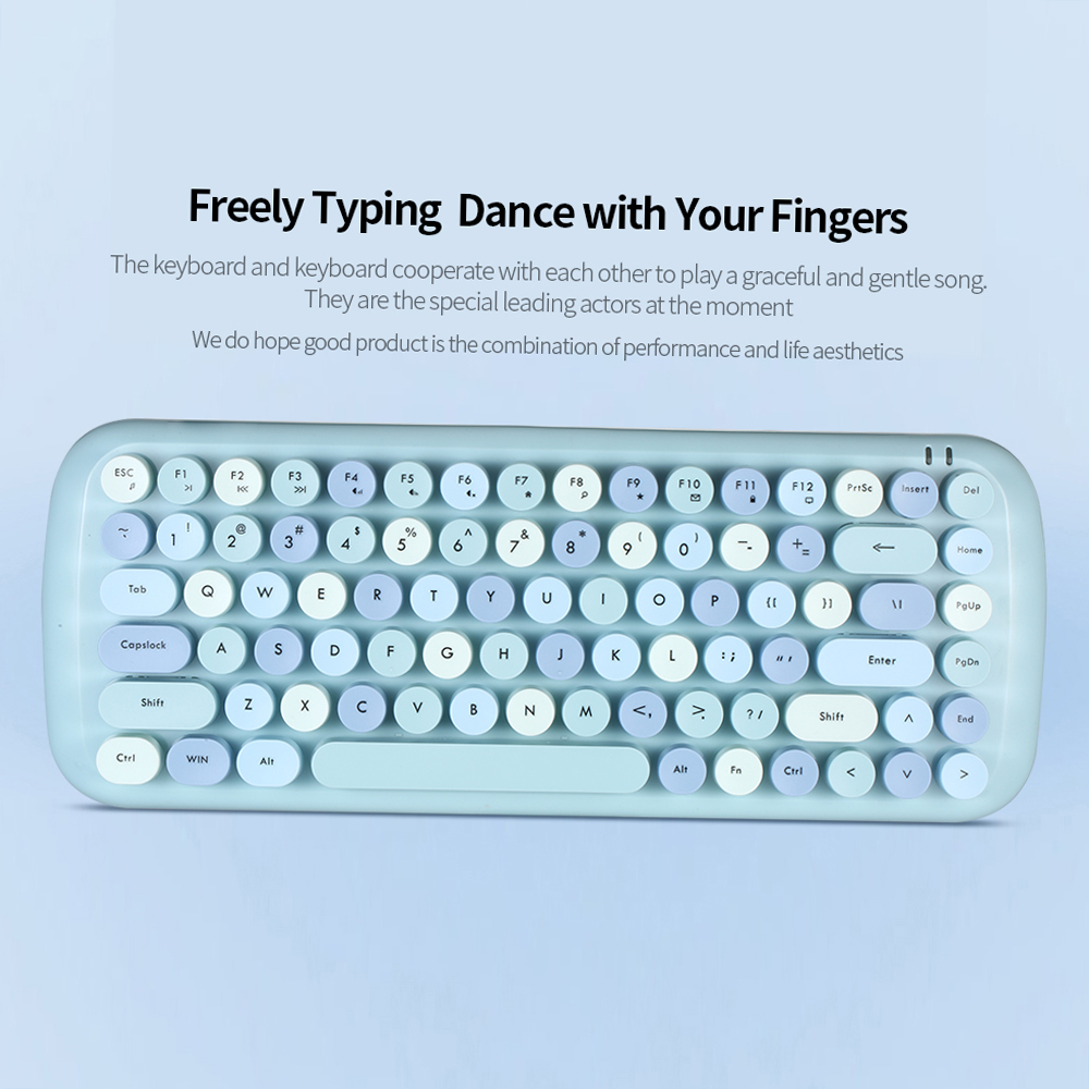 Mofii CANDY Keyboard Mouse Combo Wireless 2.4G Mixed Color 84 Key Mini Keyboard Mouse Set with Circular Punk Key Caps