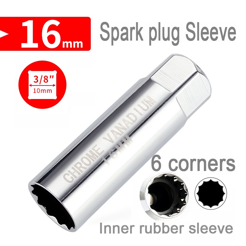 1 Pcs 14 16 21mm Spark Plug Socket Wrench Car Disassembly Repair Sleeve Wrench 3/8 1/2 inch Shrapnel Socket Wrench Tool: 04