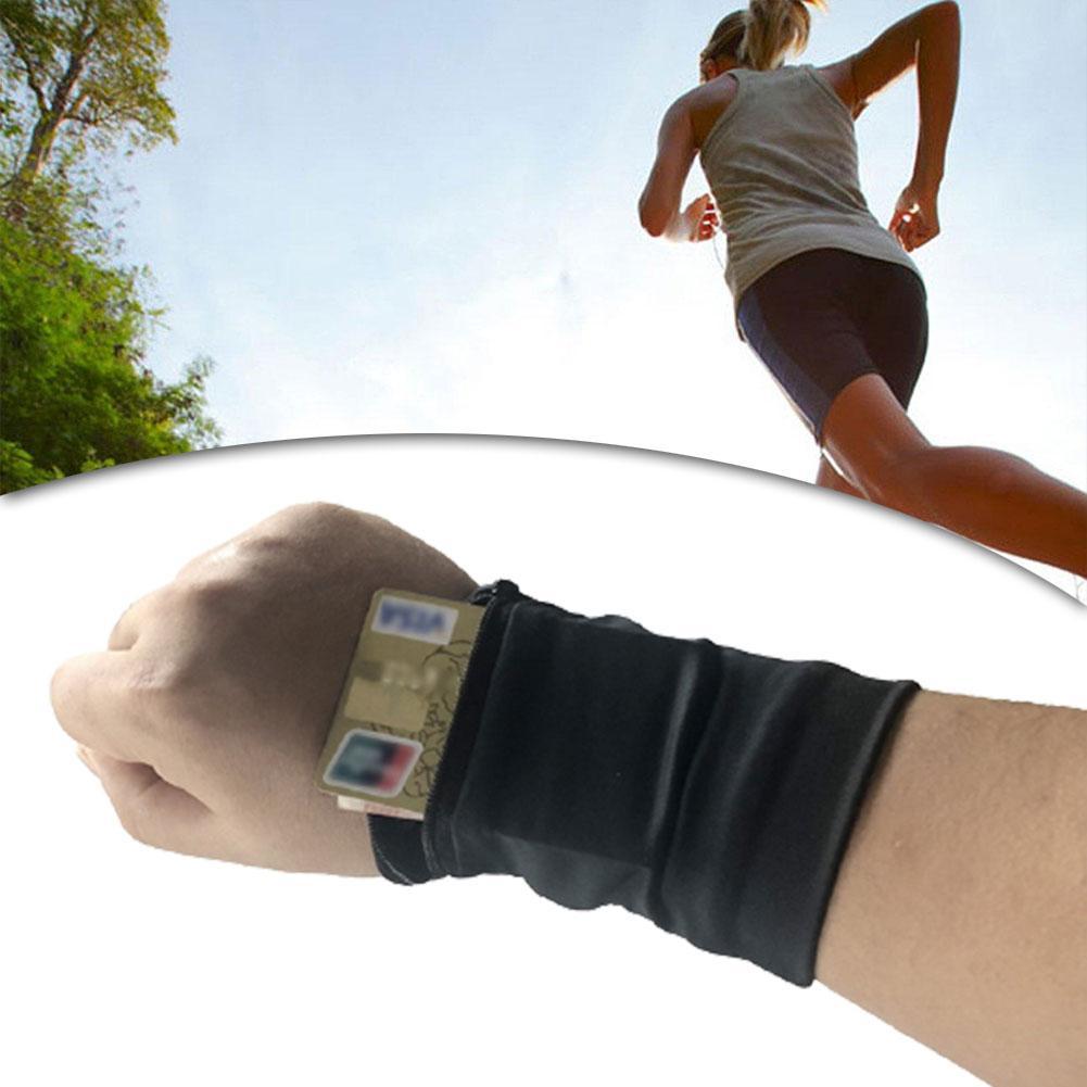 Bolso de brazo para teléfono móvil, accesorio deportivo elástico para la muñeca, para guardar llaves, tarjetas bancarias, para correr al aire libre o ciclismo