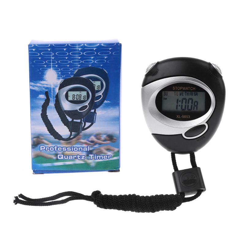 Sports Stopwatch Counter Timer Chronograph LCD Digital Handheld for Running with Battery 35ED