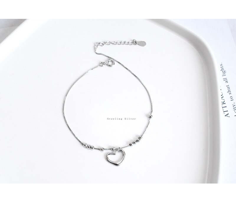 S925 sterling silber liebe fußkettchen Korean persönlichkeit temperament mädchen pfirsich herz strand fuß schmuck wilden einfache schmuck