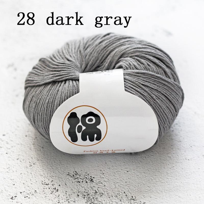 Multi Purpose 8 Strands 100% Cotton DIY Hand-knitted Colorful Crochet Knitted Yarn Home Sewing Supplies Anti-pilling 50g/Ball: 28 dark gray