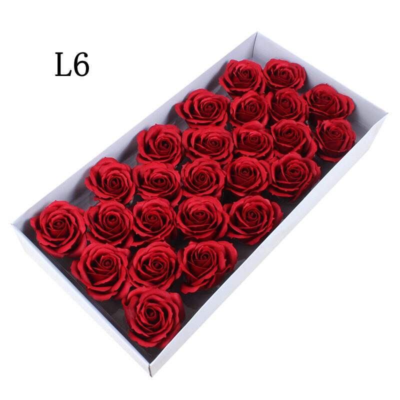 25 stk stor størrelse sæbe roser blomster hoved ægte touch sæbe roser kunstige blomster til gør-det-selv bryllup hjemmedekoration: L6
