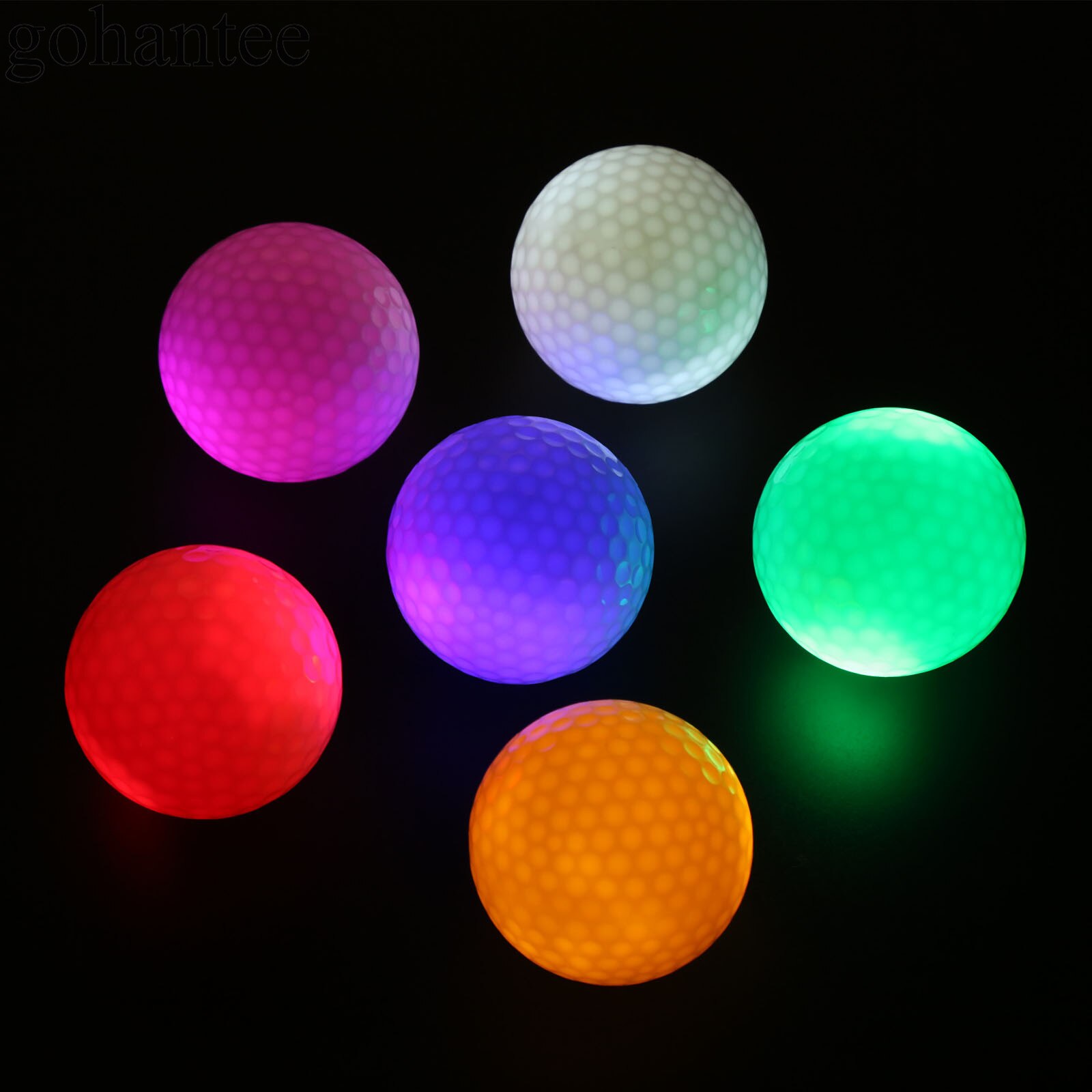 Gohantee-12 pelotas de Golf LED con caja, pelota de práctica de Golf de entrenamiento nocturno, 42,6mm (1,67 &quot;) de diámetro Bolas de Golf Surlyn, 6 colores, bolas de