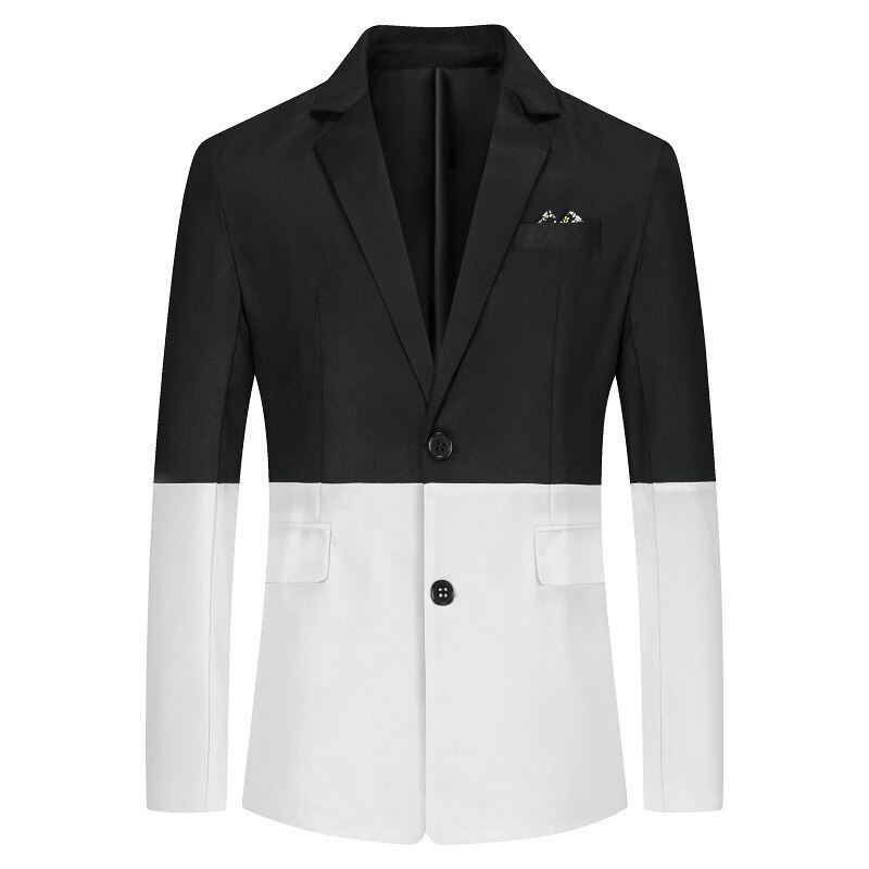 Rood en zwart contrast heren blazer trouwjurk heren blazers slim fit heren pak jas feest dans casual heren bleiser hombre: Zwart en wit / M