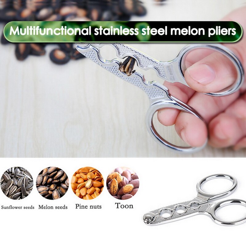 Melon Seed Plier Scissor Nut Cracker Kitchen Tools Stainless Steel Nutcracker Multi-Function Walnut Pine Sheller Opener