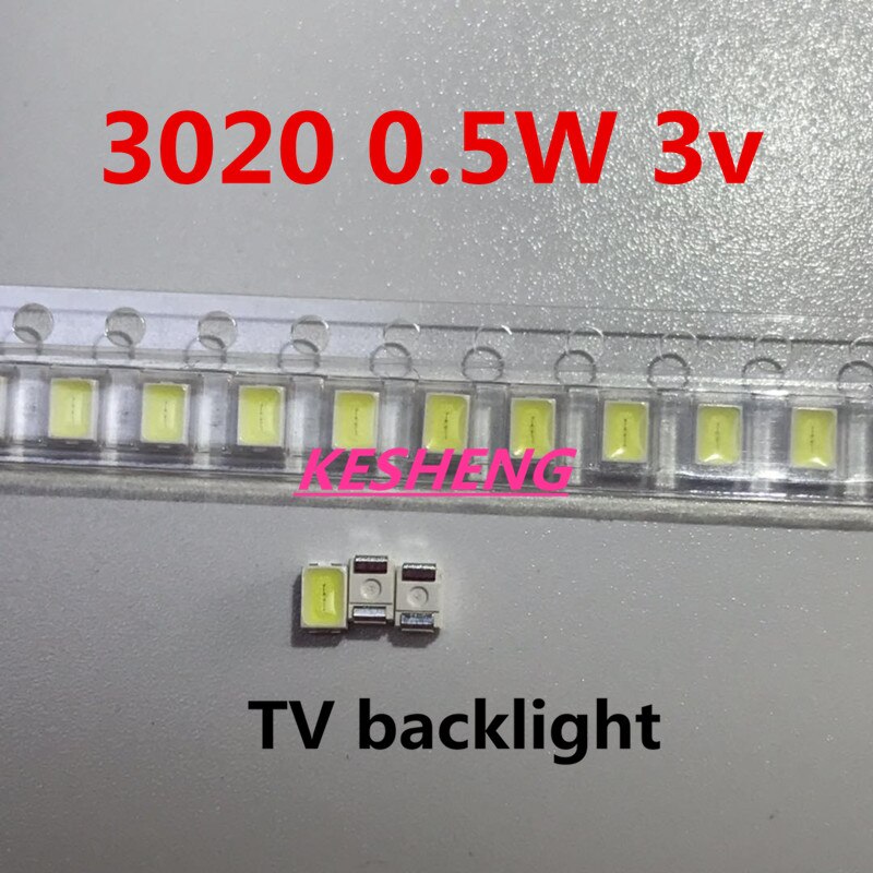 EVERLIGHT-retroiluminación LED, 100 piezas, 0,5 w, 3 v, 3020, 3021, 3022, pantalla LCD retroiluminada, blanco frío, para aplicación de TV