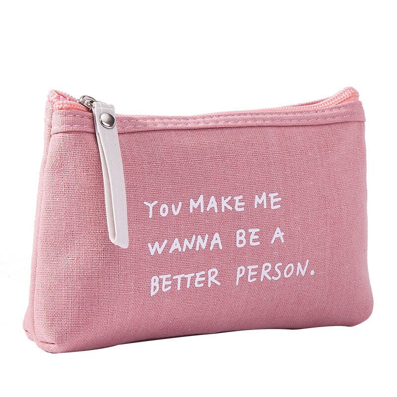 Reizen Vrouwen Kleine Cosmetische Tas Canvas Draagbare Rits Make-Up Vrouwelijke Etui Toiletartikelen Opslag Wassen Pouch: Roze