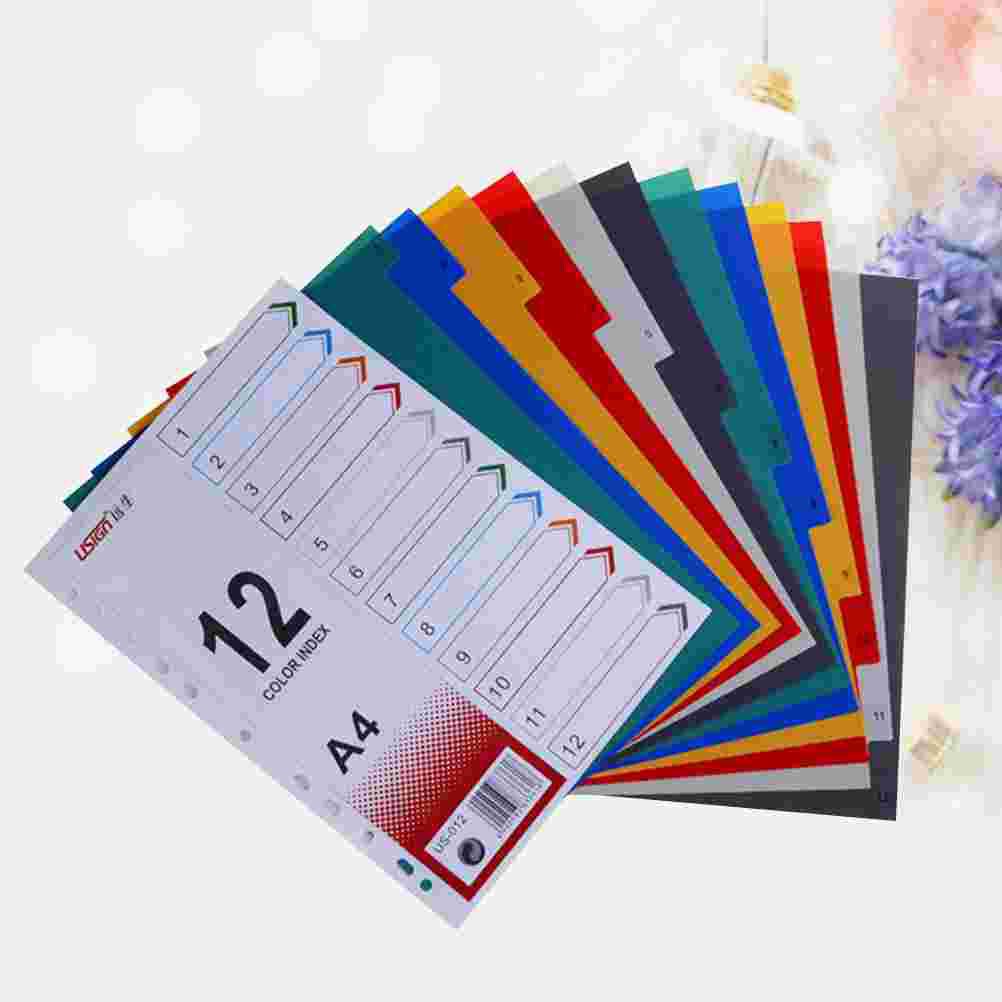 12Pcs Page Divider Colorful Classification Page Tab for Notebook Memo (A4): Default Title