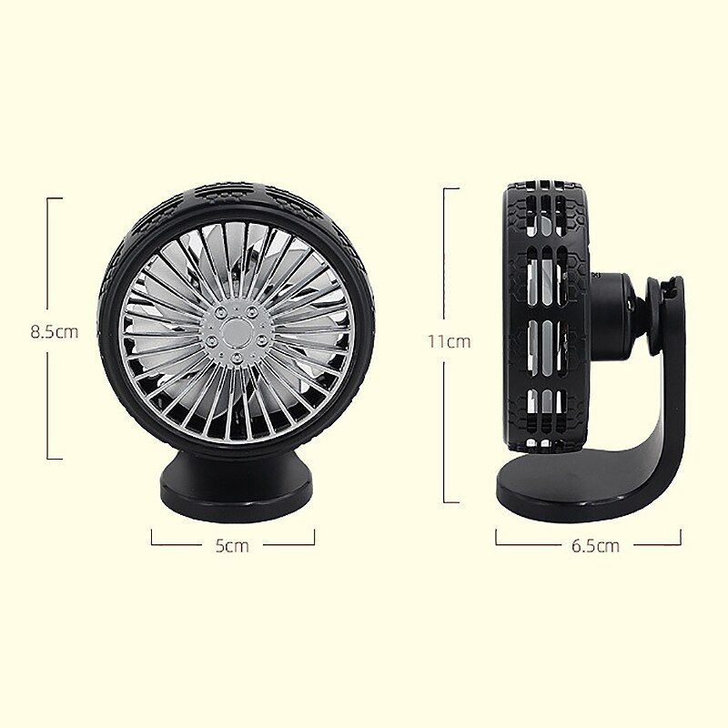Ventilador USB Universal de coche de bajo ruido para ventilación de aire montado ventilador de refrigeración enfriador de coche verano negro