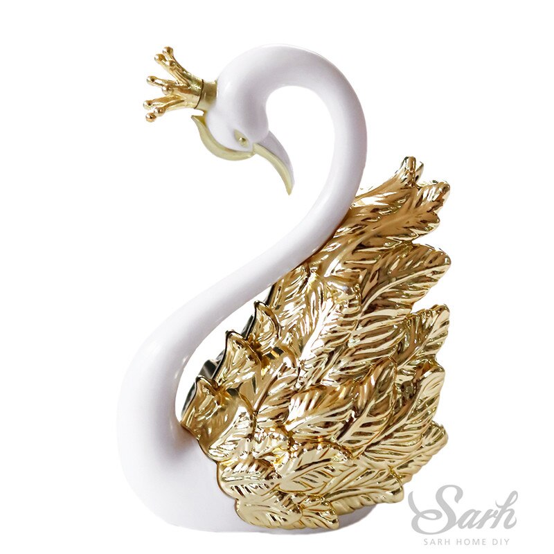 Crown Swan Gold Feather Cake Topper Hollow Star Birthday Party Decoration for Baby Shower Baking Supplies Anniversary Sweet