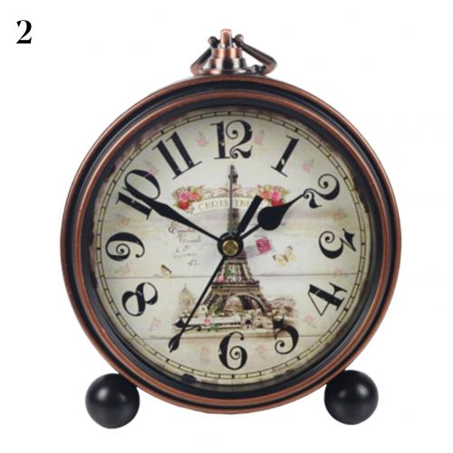 Retro Vintage Luxury Iron Clock Silent Battery Operated Desk Clock Table Clock Antique Office Home Living Room Decoration: 2