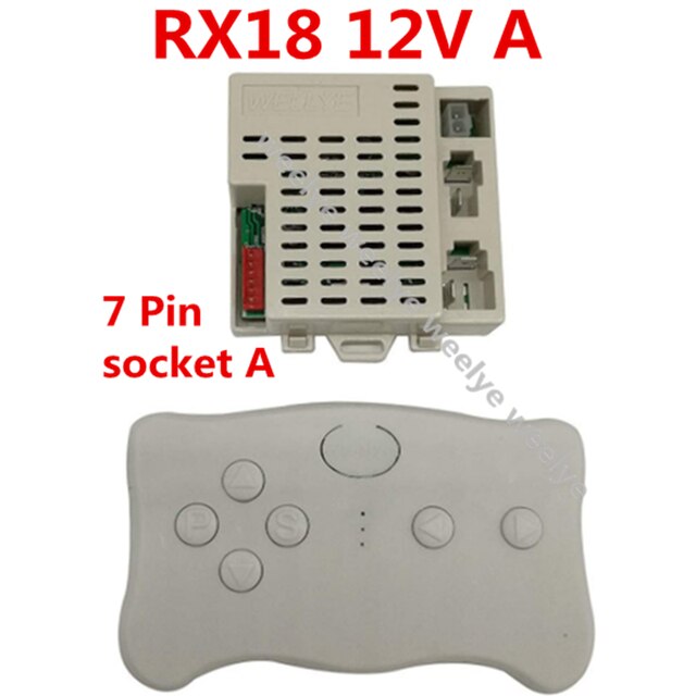 Weelye RX18 12V bambini alimentato giro su auto 2.4G telecomando e ricevitore Bluetooth per bambini parti di ricambio per auto elettriche: RX18 TX1 12V White A