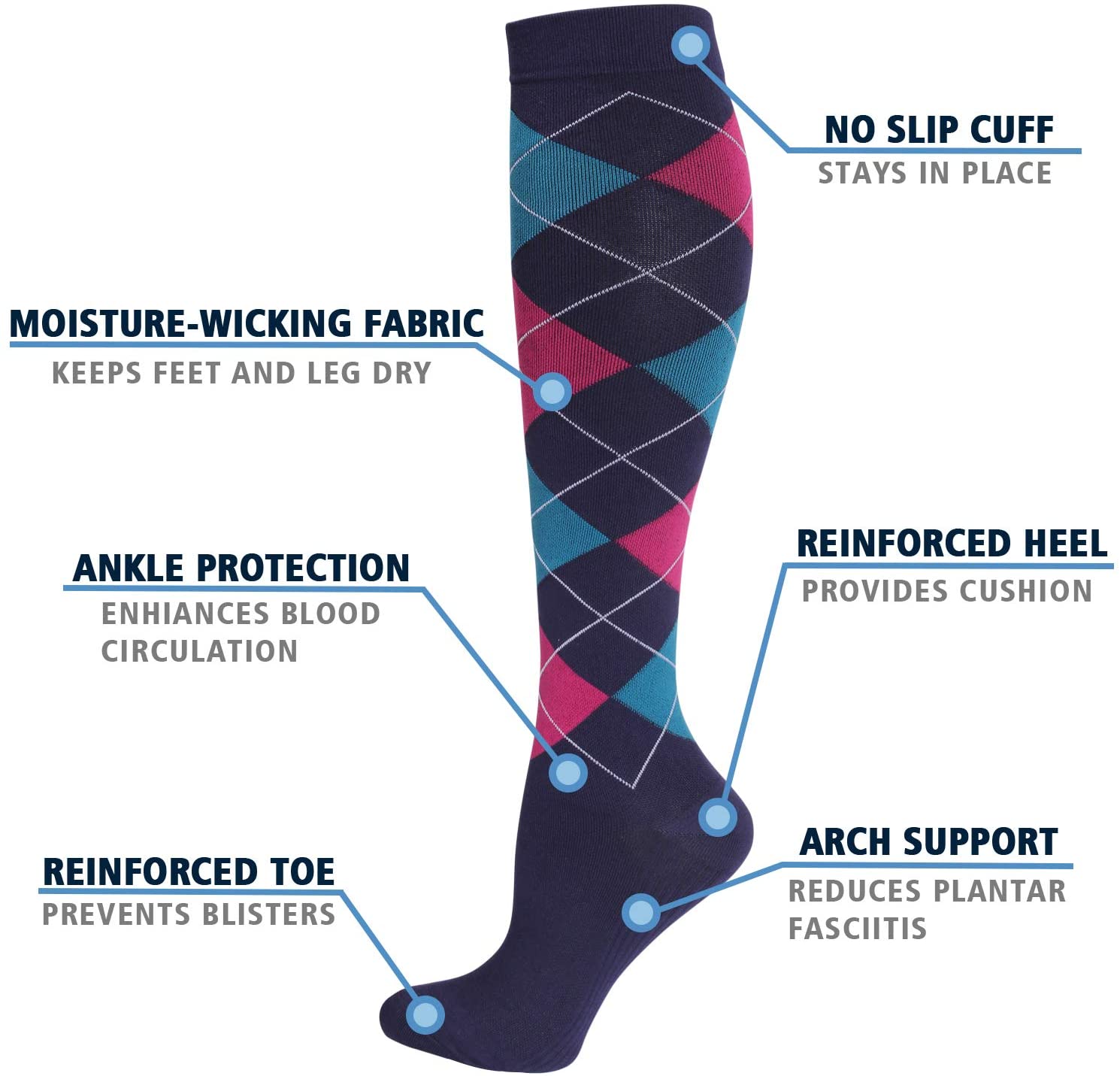 Compression Socks 6 Pairs Per Set Athletic Travel Flight Socks Compression Socks