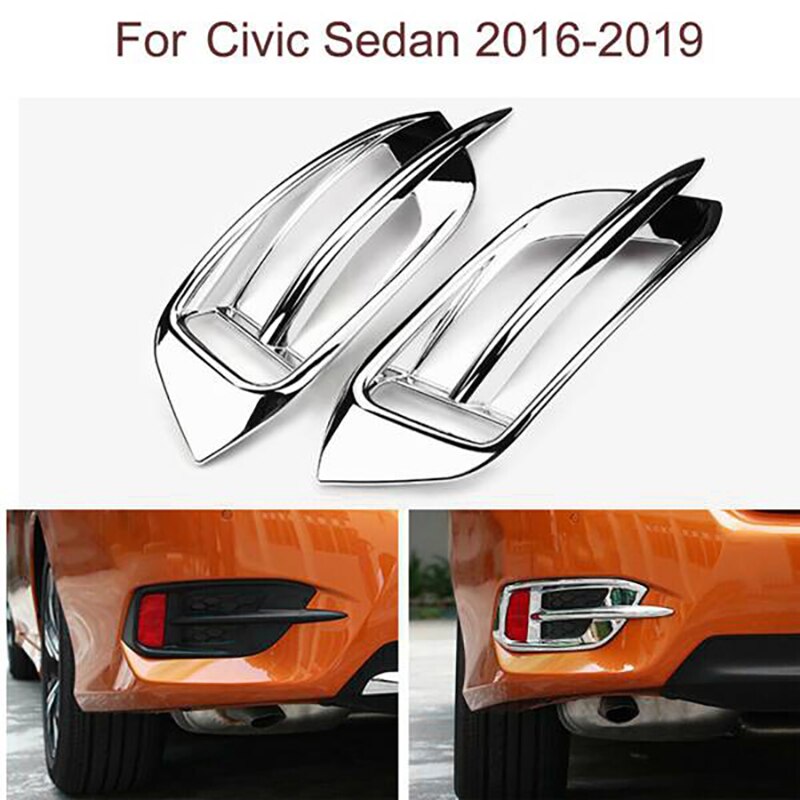 4Pcs Chrome Bumper Front&Rear Fog Light Lamp Cover Grille for Honda Civic 10Th