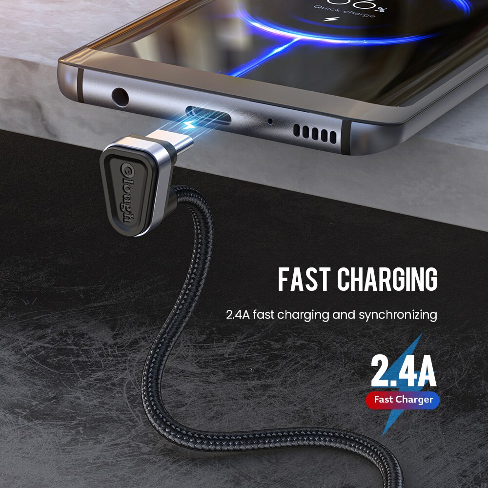 Elough Usb Type C Kabel Voor Samsung Xiaomi Mi Redmi Usb C Kabel 2.4A Snelle Telefoon Opladen Data Cord Type C 180 Graden Usb C Kabel