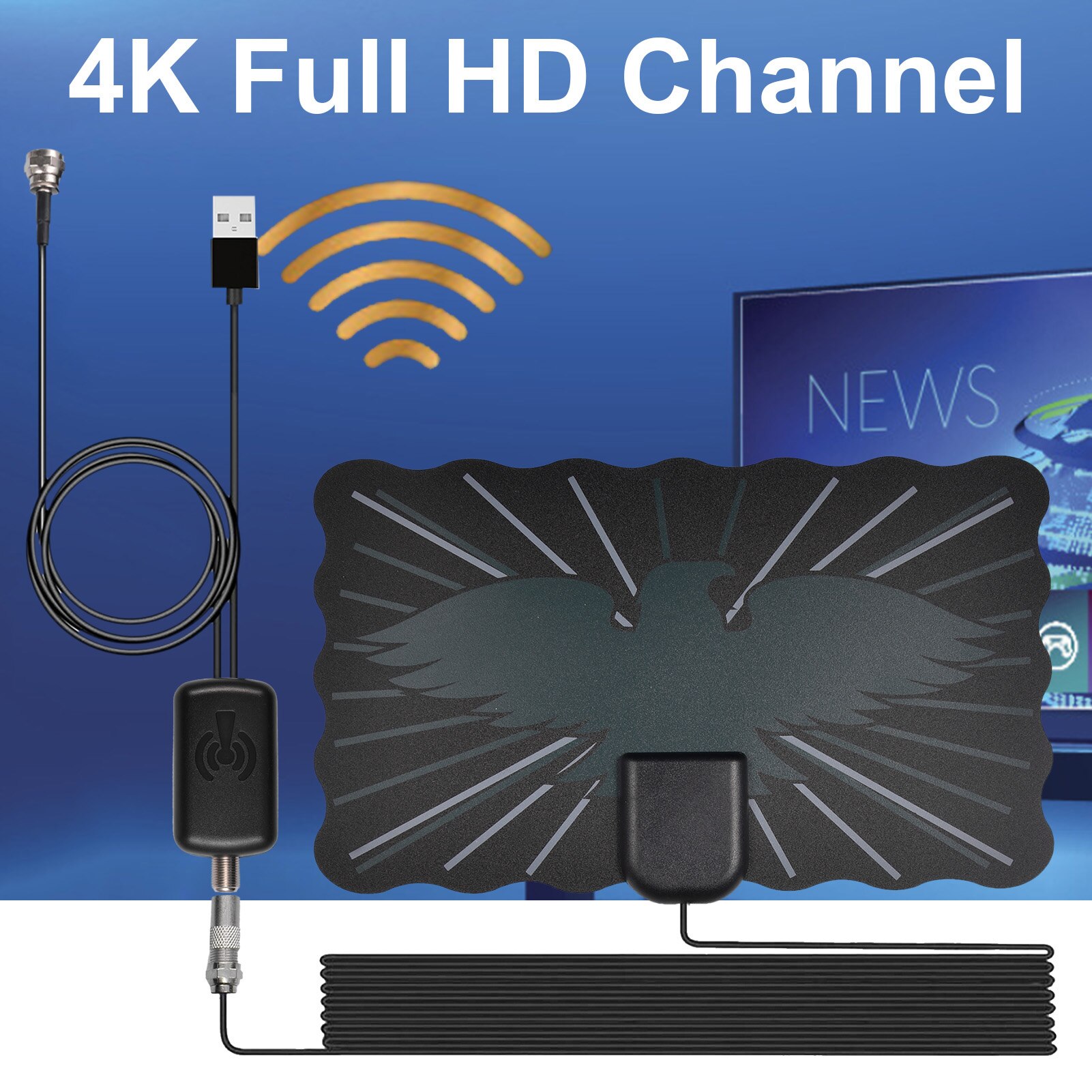 4K 25DB High Gain HD TV DTV Box Digital TV Antenna EU Plug 2000 Miles Booster Active Indoor Aerial HD Flat