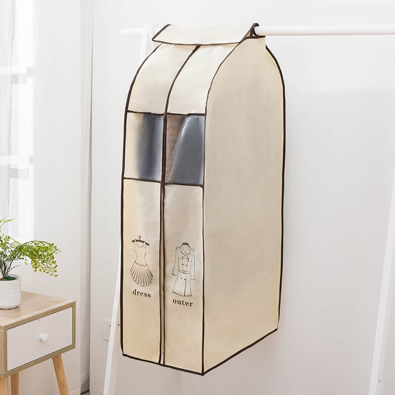 Home Essential Clothes Dust Cover Large Capacity Garment Bag for Suit Trousers Dress Coat Wedding Dress Organizer Storage Bag: Beige / L - 110x59x47 cm