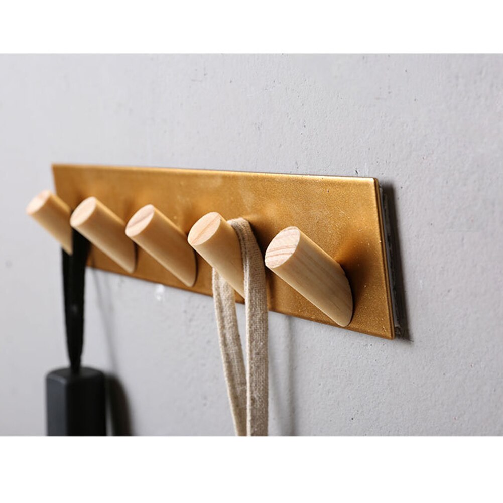 3 5 Hooks Iron Rack Board Key Storage Board Wall Mounted Hanging Hooks Coat Hooks Bedroom Wooden Wall Hanger Home Cloth Hanger