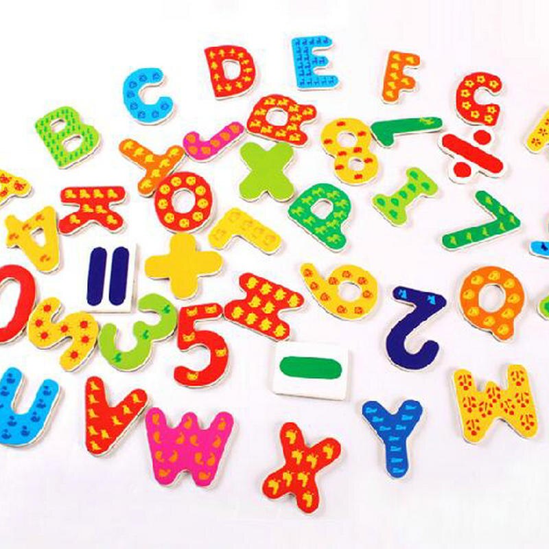 koelkast magneten kleur Nummers letters Houten magnetische 41 Stuks Cijfers en letters puzzel, houten Klassieke speelgoed