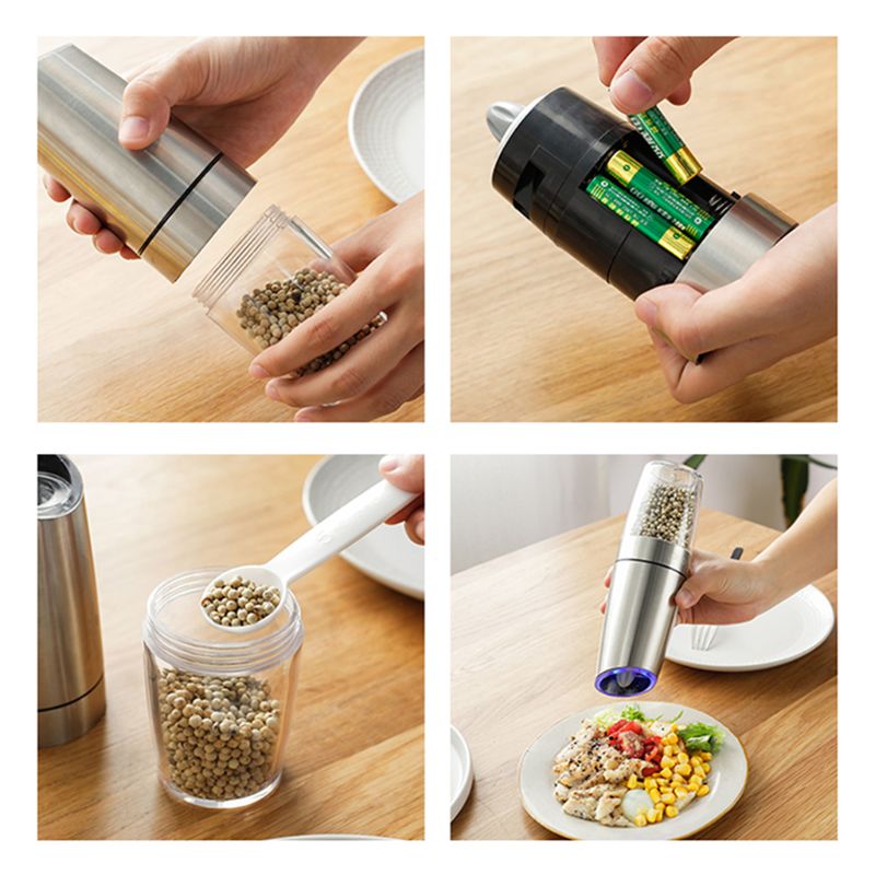 Gravity Electric Salt and Pepper Grinders Set - Battery Operated
