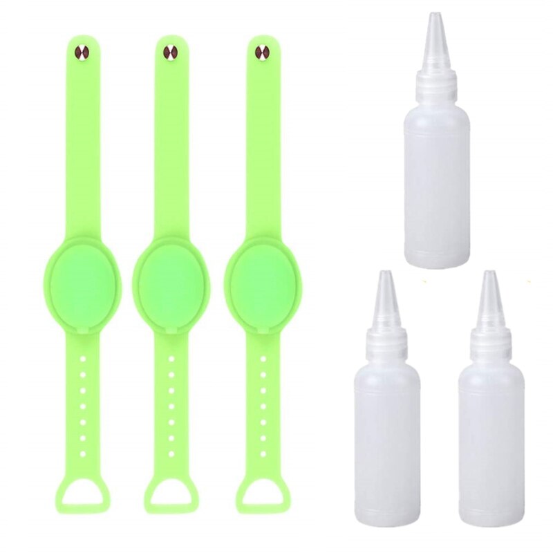 3Pcs Liquid Wristband Hand Dispenser Silicone Refillable Wristband for Adult Kid Wearable Dispenser Bracelet Bangles Kit: LG