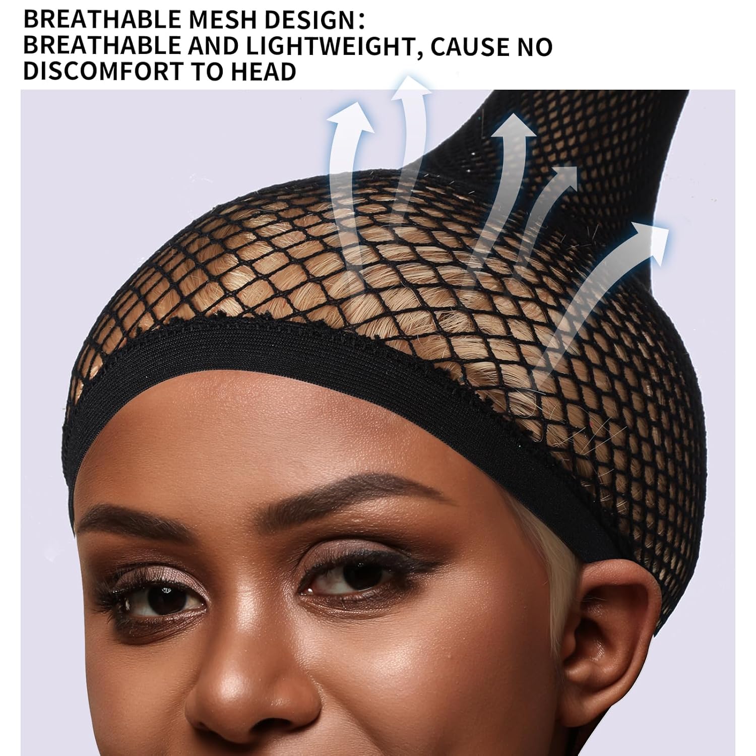 Black Skin Wig Cap, Hair Net for Wigs,Wig Caps for Women, Large Mesh Wig Cap for Long Hair,Nylon Wig Net Non Slip for Daily use