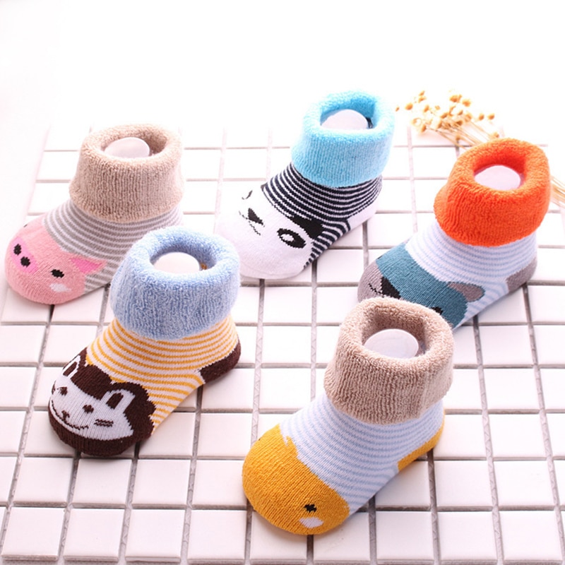 5Pairs/set Lovely Cartoon Baby Socks Soft Cotton Baby Girl Boy Socks Warm Soft Newborn Socks Toddler Knitted Socken