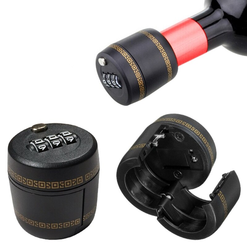 Plastic Bottle Password Lock Combination Lock Wine Stopper Vacuum Plug Device Preservation For Furniture Hardware