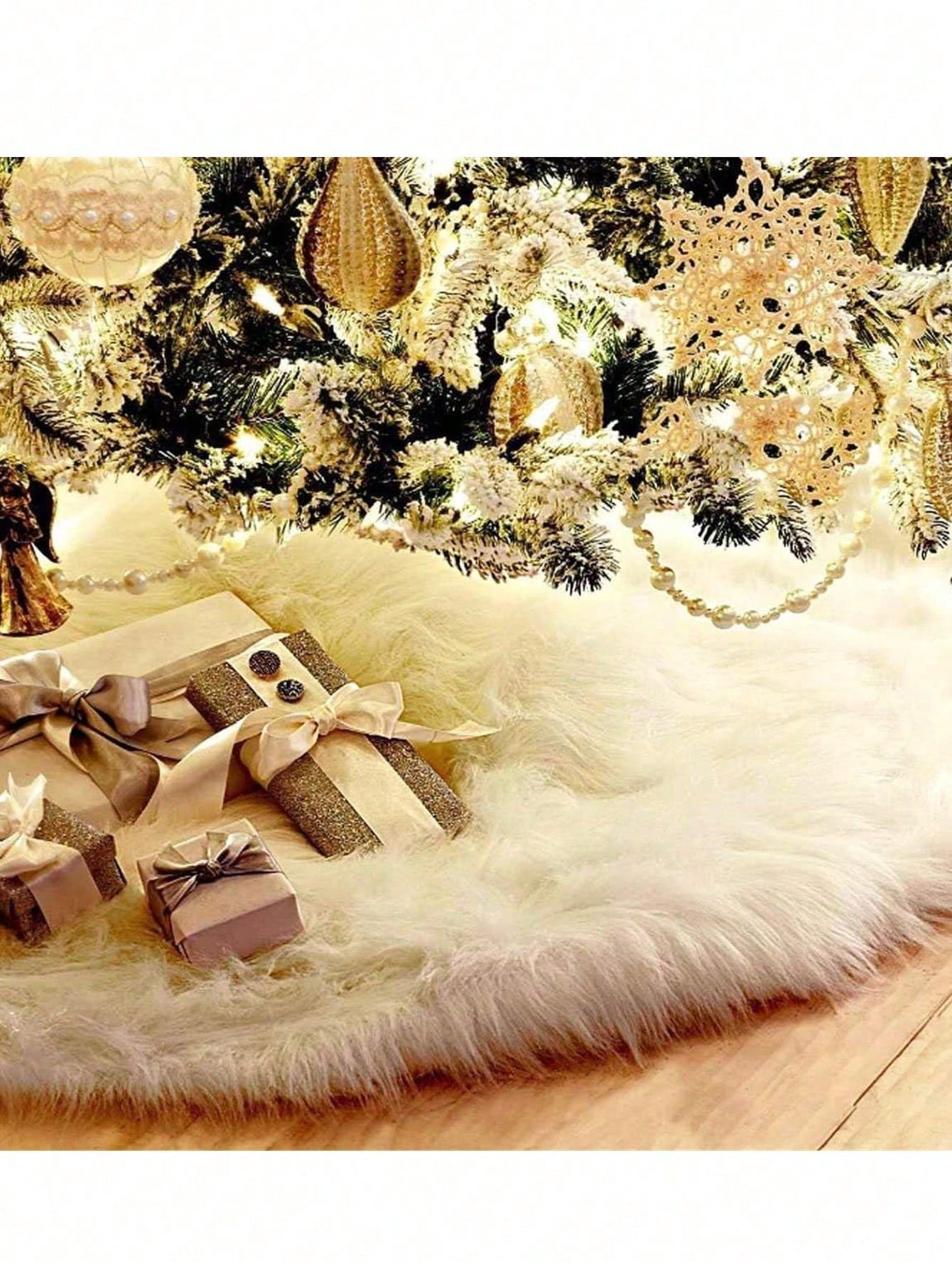 1pc White Fluffy Christmas Tree Plush Skirt Merry Party Christmas Tree Decoration Year Xmas Trees Carpet Decoration