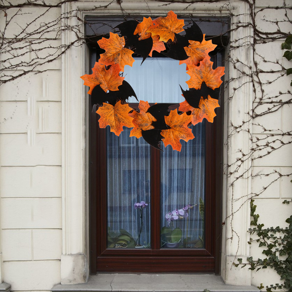1 stuk Halloween zwarte krans met een diameter van 40 cm, kunstmatige
