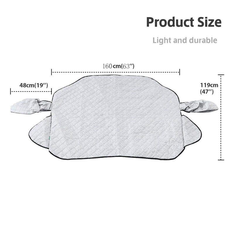 63 tommer  x 47 tommer bilrude snedække med spejl snedæksler for at beskytte forruden og spejlet mod sne, is og frost f