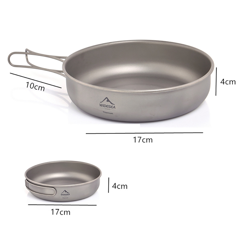 Padella in titanio WIDESEA con manico pieghevole padella da campeggio per campeggio tutto'aperto cottura escursionismo pentole portatili