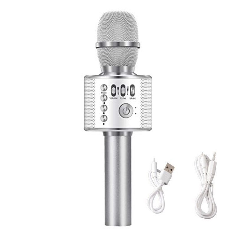 Wireless Handheld Microphone Protable Mic Speaker USB Rechargeable Bluetooth KTV Karaoke Machine Player H053