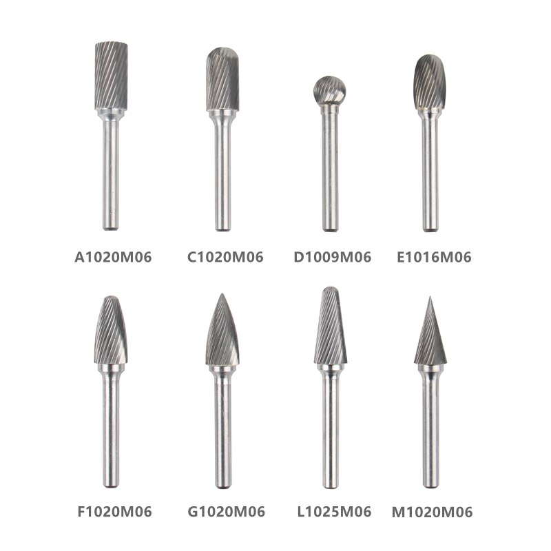 8PCS/Set 6mm Shank Tungsten Carbide Rotary burr kit Point File Die Grinder Abrasive Tools Milling Cutter Carving