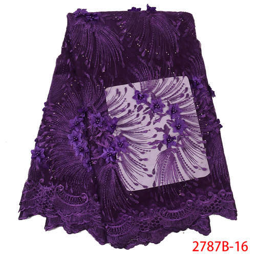 Tissu africain en dentelle, Tulle de , broderie française,