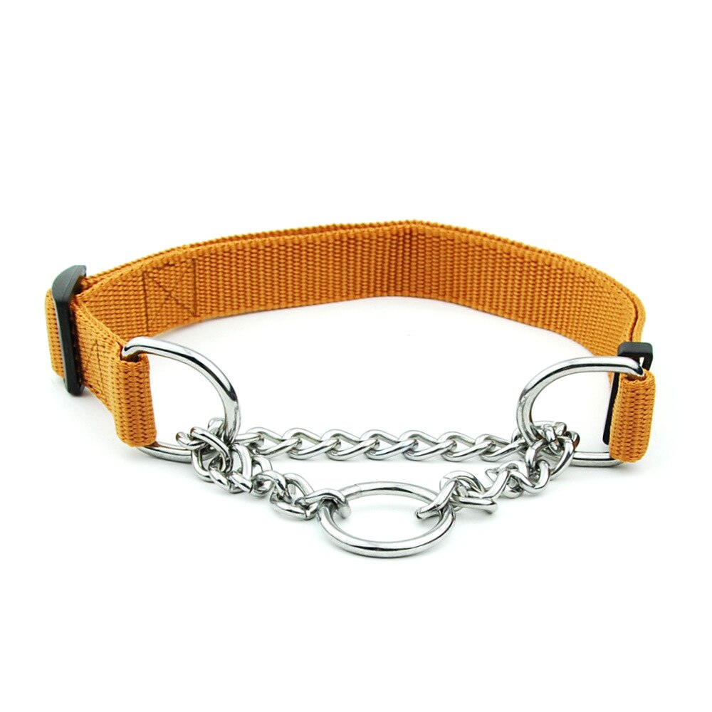 2022 Nylon Halsband Met Gelaste Link Chain Pet Halsbanden Honden Training Accessoires Maat Verstelbaar Ketting: 01