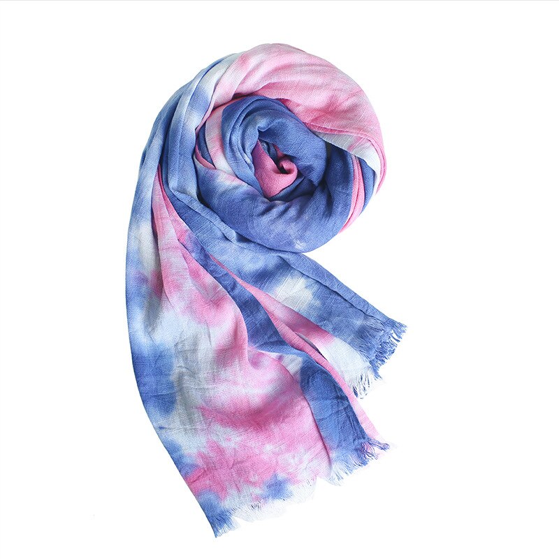 Populær slipsfarve unisex tørklæder 100%  bomuld blød muslimsk hijab hoved wrap farverige gradient tørklæde solcreme sjal 185 x 70cm