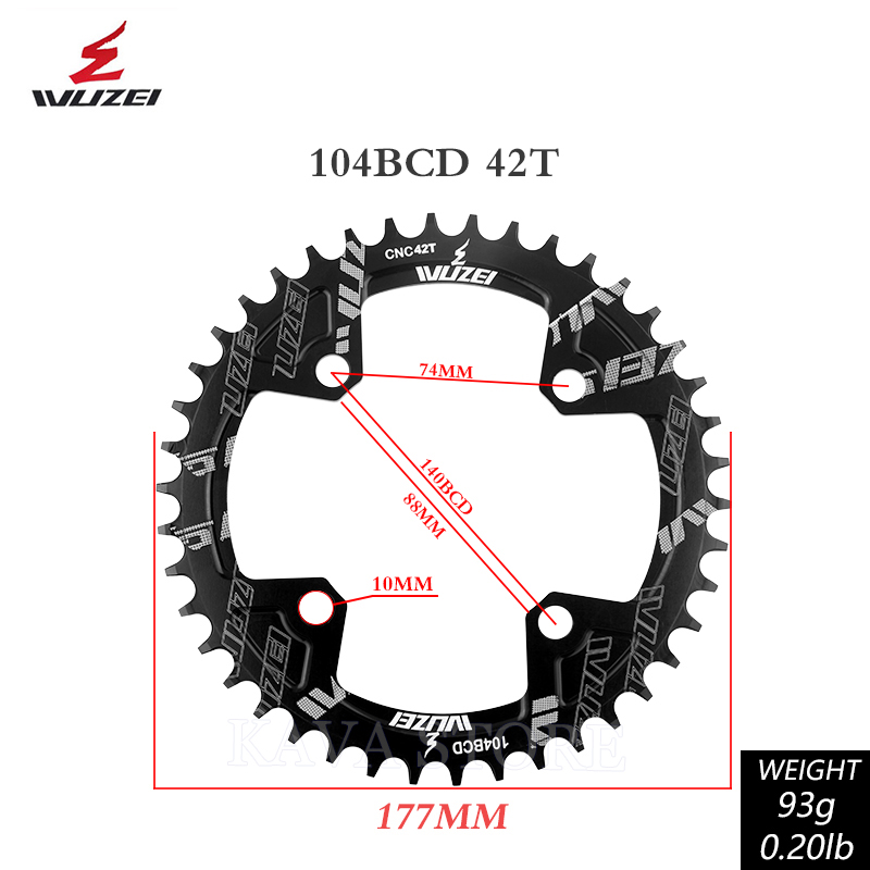 Wuzei 104BCD MTB Kettingblad Smalle Brede 104 BCD Kroon Mountainbike Tandwiel 30 32 34 36 38 40 T Fiets Ster Fiets Kettingwiel: green