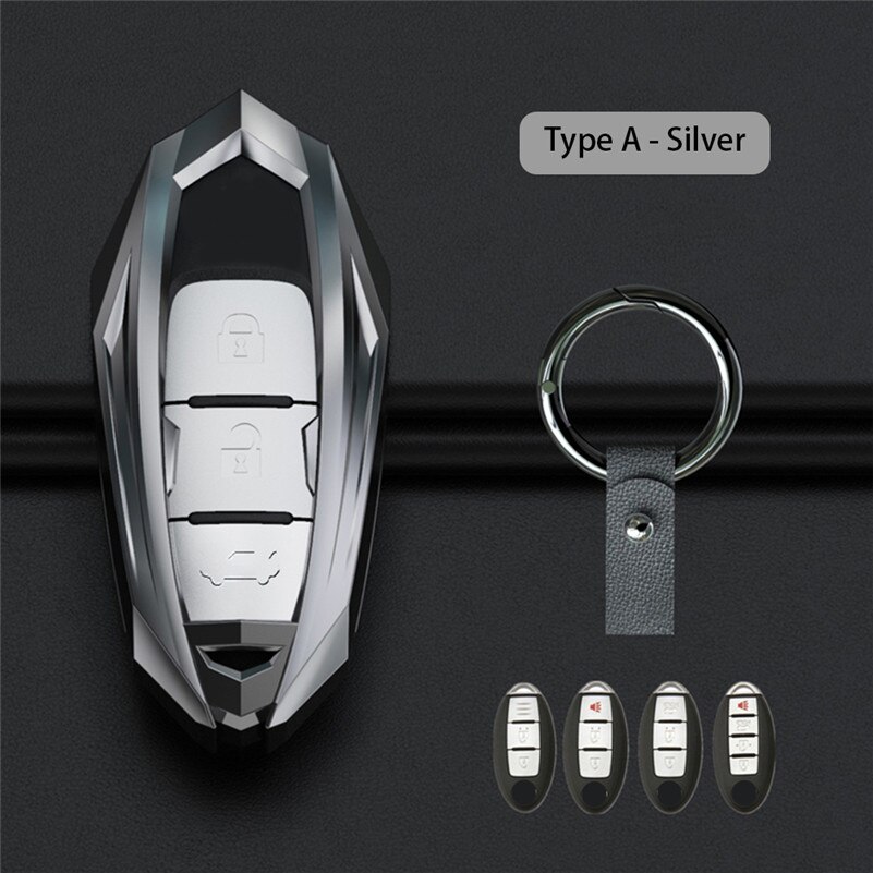 synke legering bil nøkkel sak dekke skall til nissan qashqai  j10 j 11 x- sti  t31 t32 sparke tiida veisøker murano Merk juke bil styling: Sølv a