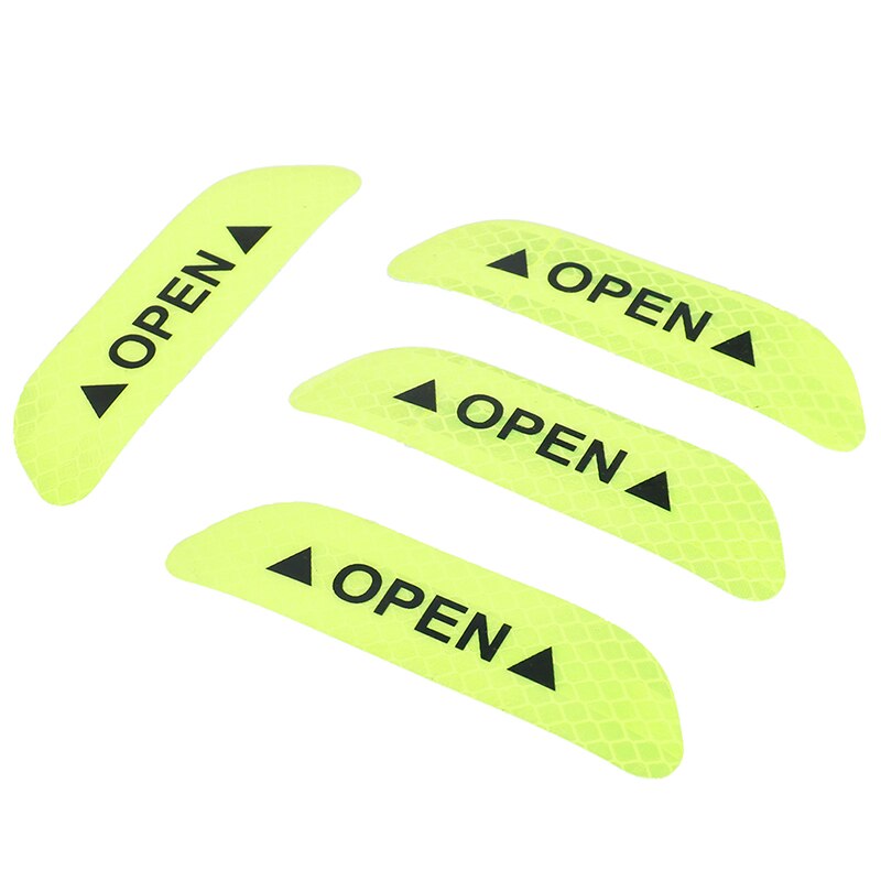 4x Fluorescent Green Car Door Open Sticker Reflective Tape Safety Warning Decal