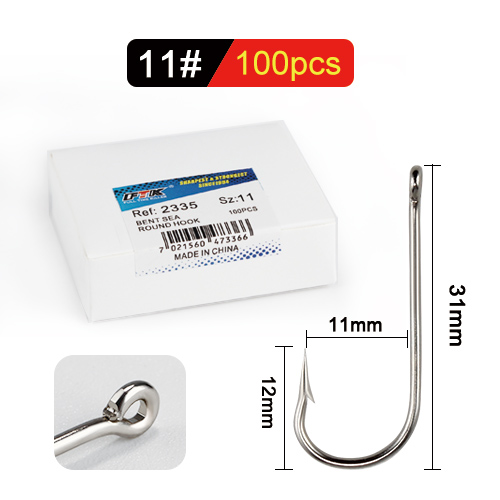 FTK 10#-20# 100Pcs/Box Bent Sea Round Hook 2335 Nickel Big Ringed Hooks From Norway For Jigging Carp Fishhook Fishing Tackle: Yellow